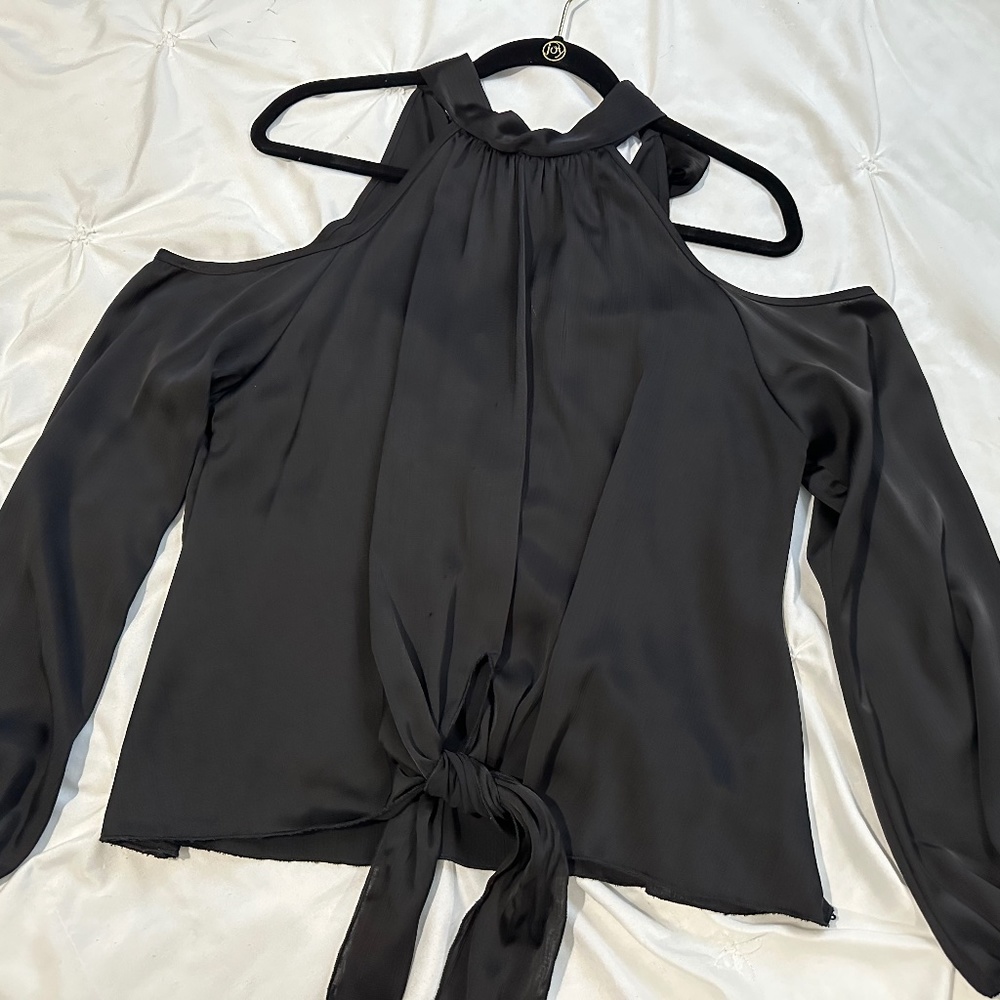 Tyche Open Shoulder Top with Tie Front Bottom and Tie at Back of Neck